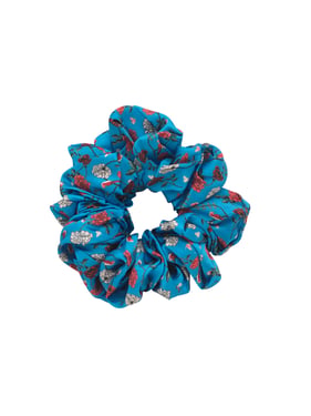 Satin Scrunchie Blue Garden Bird - ONE SIZE / Blue