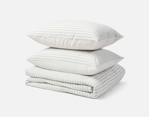 QE Home Cotton Jacquard Duvet Cover, Cotton Set in Seersucker Blue, Textured, King