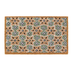 Sage Green Woodblock Coir Doormat - 45x75cm