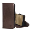 iPhone 15 Leather Wallet Case (with Stand Function) - Dark Brown
