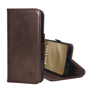 iPhone 15 Leather Wallet Case (with Stand Function) - Dark Brown