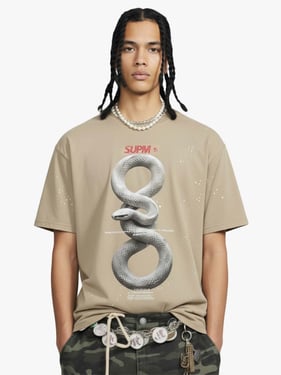 Realistic Snake Graphic T-Shirt - Apricot / 2XL