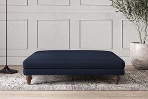nkuku Deni Dining Footstool | Make To Order | Grand | Brera Linen Indigo