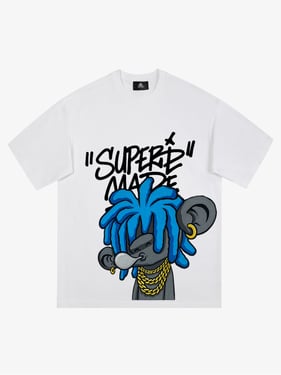 Thesupermade Graffiti Trend Blue Dreadlock Boy T-Shirt - White / XXL
