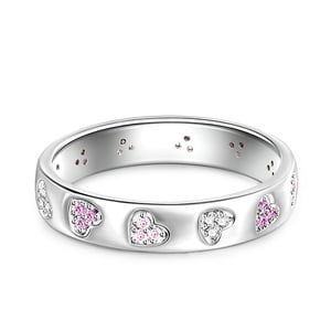 Jeulia "Beating Heart" Women's Band Inlaid Sterling Silver