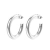 Mid Round Hoop Earrings Silver