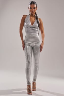 AKIRA Dance The Night Away Rhinestone Jumpsuit | Size 1X