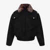 Retro Leopard Fur Collar Padded Bomber Jacket - Black / L