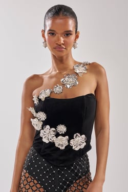 AKIRA Blinging Out Corset Top | Black | Size 1X
