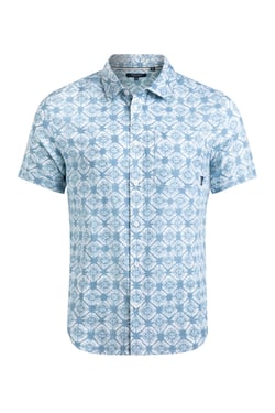 Weird Fish Tarim Linen Rich Hawaiian Shirt Faded Denim Size 3XL