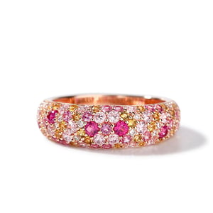 Jeulia "Dream Garden" Multi-color Stones Shiny Sterling Silver Women's Band