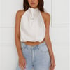 Pippin Satin Halter Crop Top Champagne