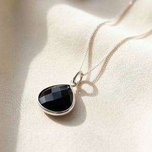 Sterling Silver Black Onyx Gemstone Pendant Necklace