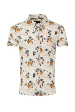 Weird Fish Faraway Short Sleeve Printed Shirt Ecru Size XL