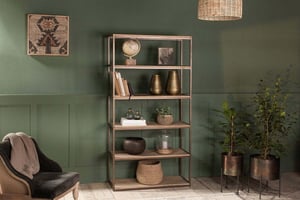 nkuku Marjori Mango Wood And Iron Standing Shelves | Storage Furniture | Wide | Natural