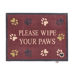 Wipe Your Paws Burgundy Doormat - 65x85cm
