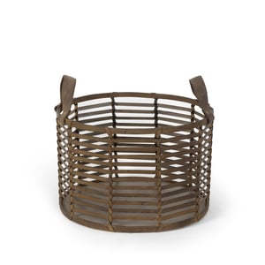 Finn Brown Leather Basket   Small