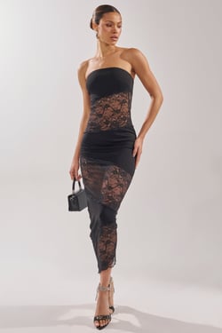 AKIRA Ill Show You Lace Maxi Dress | Black | Size 1X