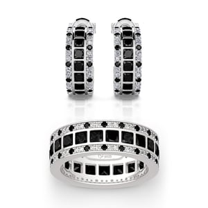 Jeulia "Love Movie" Princess Cut Sterling Silver Jewelry Set