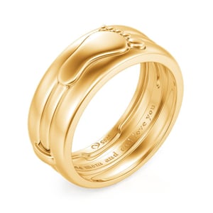 Jeulia Footprint Puzzle Rings with Engraved Design Sterling Silver