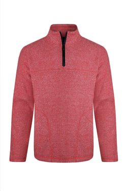 Weird Fish Laramie Eco 1/4 Zip Snow Marl Fleece Tango Red Size 4XL