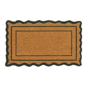 Green Scallop Border Coir Doormat - 45x75cm