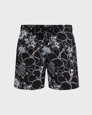 Vilebrequin - Men Swim Shorts Tropical Turtles Ink - Swimwear - Moorea - Black - Size XXXL