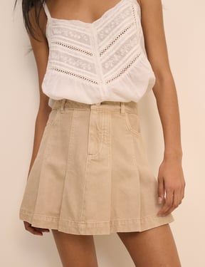Stone Pleated High Waisted Mini Skirt