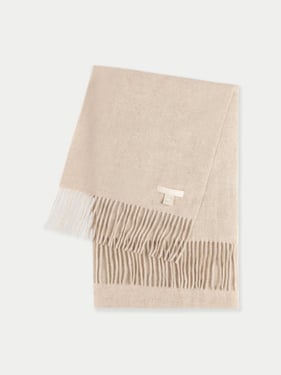 Organic Color Cashmere Fringed Scarf - 170x30cm / warm grey / AW01-1000