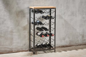 nkuku Obra Industrial Wine Rack | Storage Furniture | Large | Mango Wood And Iron