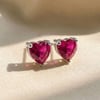 Ruby Heart Sterling Silver Stud Gemstone Earrings