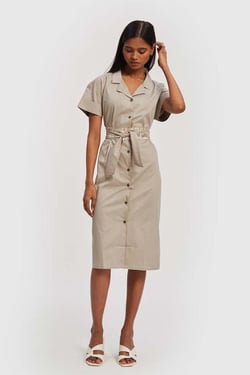 Midi Shirt Dress - Poplin Ecru / 2XL