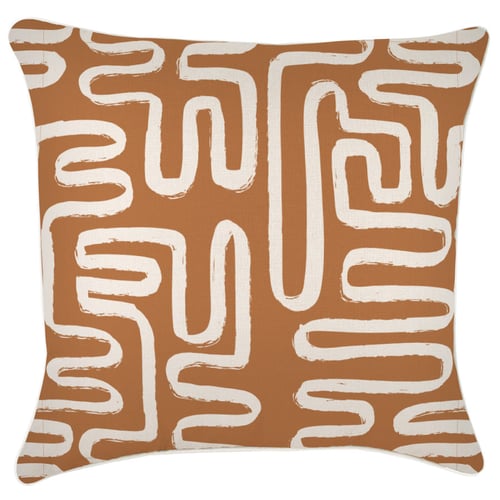 Cushion Cover-With Piping-Maze Rust-60cm x 60cm