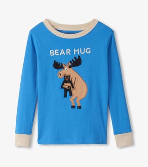 Boys Blue Moose Bear Hug Pajama Set