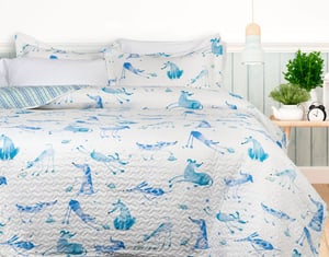 QE Home Oscar Coverlet Set, Contemporary, Blue, Queen