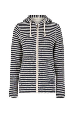Weird Fish Fisher Full Zip Stripe Eco Macaroni Hoodie Ecru Size 8
