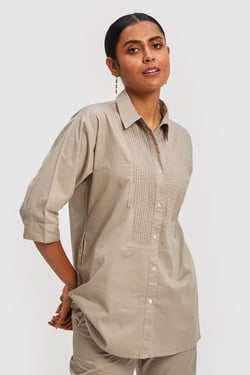 All in One Shirt in Ecru - Poplin Ecru / 3XL
