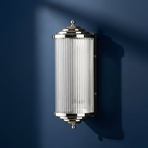 Deco Baby Roddy IP44 rated wall light in nickel and glass