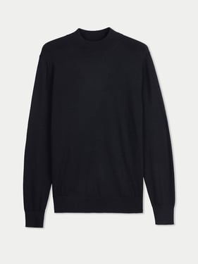 Men Cashmere Silk High Neck Sweater - 2XL / blue graphite / MK0324-7018/0000