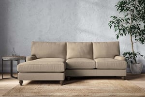 nkuku Marri Large Left Hand Chaise Sofa | Make To Order | Brera Linen Pebble | No Colour