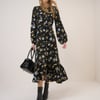 Black Floral Amara Midi Dress