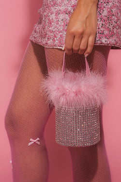 AKIRA Elle Feather Bling Purse | Pink