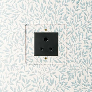 Lucian perspex 5A socket in clear perspex with black inserts