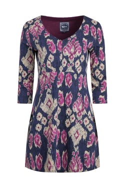 Weird Fish Arielle Printed Jersey 3/4 Sleeve Tunic Petrol Blue Size 12