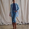Open Front Jacket - Blue Check
