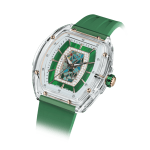 TSAR BOMBA Women's Quartz Watch | Green | Swiss Movement Wristwatch | Cubic Zirconia Mother of Pearl Dial | Waterproof Sapphire Glass | Nucleus Femme 02 TB8219L