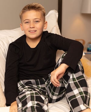 Olive Boys Jersey T-shirt and Lightly Brushed Check Pyjama Set - 12-13