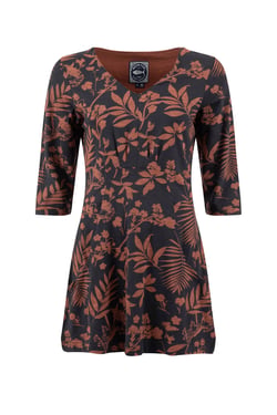 Weird Fish Arielle Printed Jersey 3/4 Sleeve Tunic Bitter Chocolate Size 12