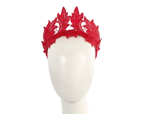 Red lace crown fascinator headband by Max Alexander
