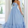 Enchanted Bloom Halter Maxi Dress Blue